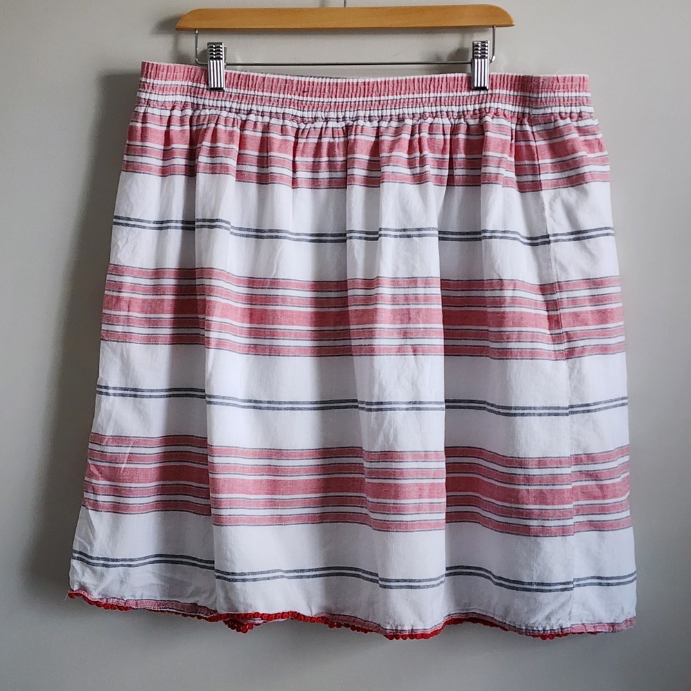 Joe Fresh Striped Skirt Womens XL White Red Blue Cotton Vacation Resort Coastal